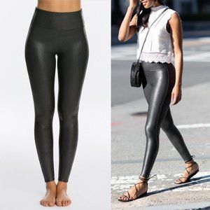 Spanx Faux Leather High Waist Slimming Tummy Control Leggings Black $98 1XL